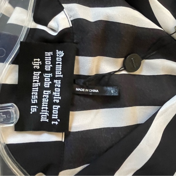 NWT KILLSTAR DRESS black and white stripped double breasted pockets belt SZ L - Picture 5 of 6